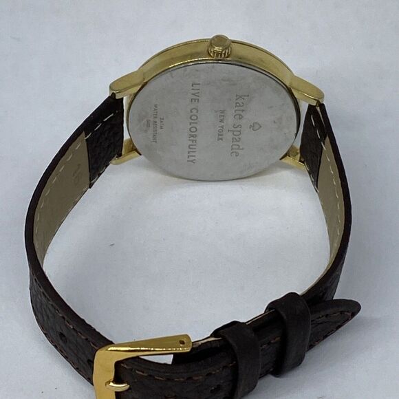 Kate Spade 0403 Women's Brown Leather Analog Gold Dial Quartz Wrist Watch XX600 - Picture 10 of 12